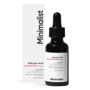 Minimalist Anti-Acne 2% Salicylic Acid Face Serum for All Skin Types | Reduces Blackheads,Oiliness, Excess Oil & Bumpy Texture | BHA Based Exfoliant | 10ml