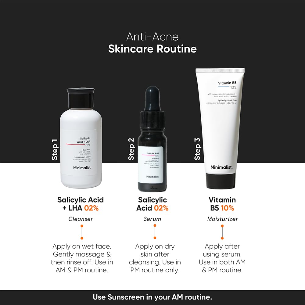 Minimalist Anti-Acne 2% Salicylic Acid Face Serum for All Skin Types | Reduces Blackheads,Oiliness, Excess Oil & Bumpy Texture | BHA Based Exfoliant | 10ml - Image 3